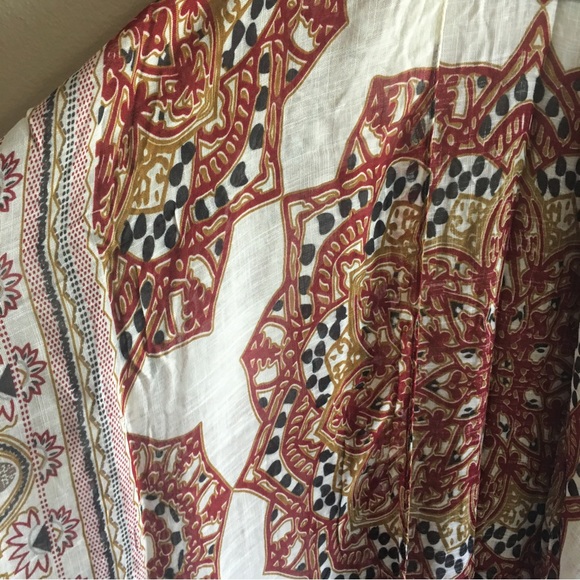 Patterned Kimono Boho Bohemian Style One Size Rust Black Cream Fall Trendy - Picture 2 of 5